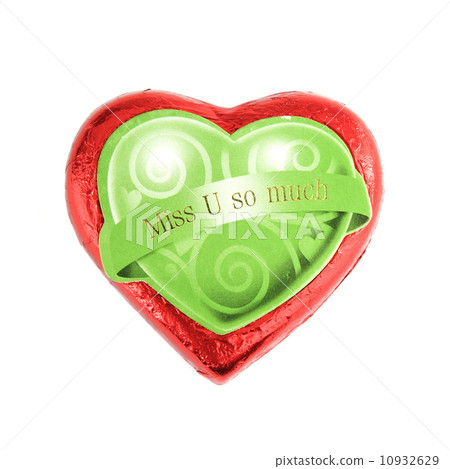 Wrapped red chocolate hearts on white background 10932629