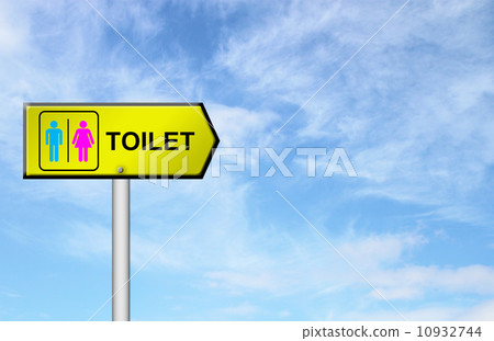 toilet sign with blue sky 10932744