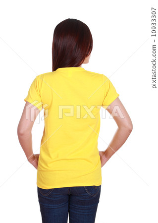 female with blank t-shirt (back side) female with blank t-shirt (back side) 10933307