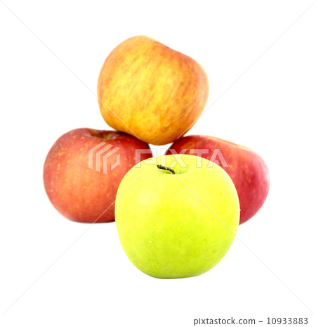 green and red apples on white background 10933883