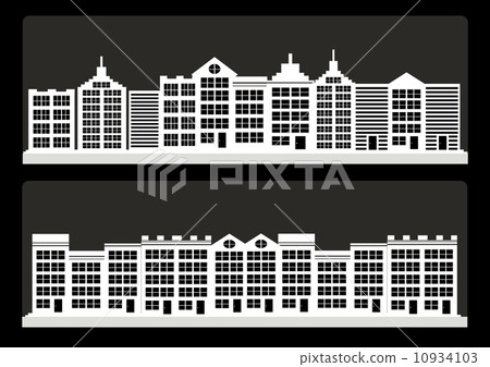 Town cities silhouette icon set 10934103