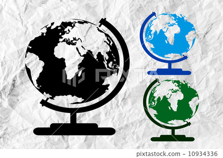 Globe earth icons themes idea design on crumpled paper 10934336