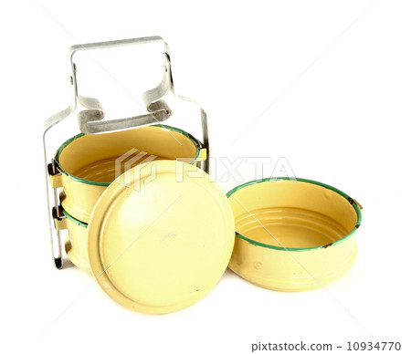 Metal Tiffin separate, Food Container On White Background 10934770