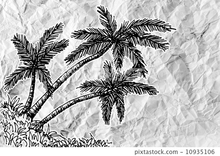 Set of trees with leaves on crumpled paper Set of trees with leaves on crumpled paper 10935106