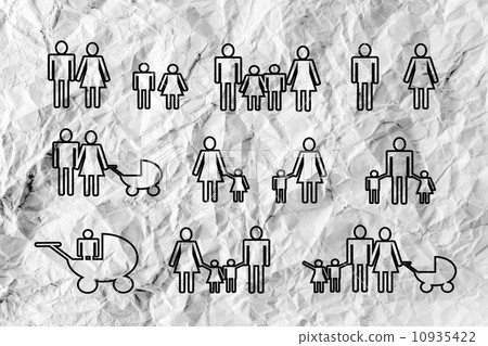 People Family icon Pictogram People on crumpled paper 10935422