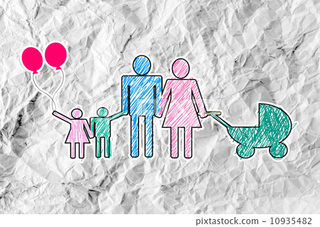 People Family icon Pictogram People on crumpled paper People Family icon Pictogram People on crumpled paper 10935482