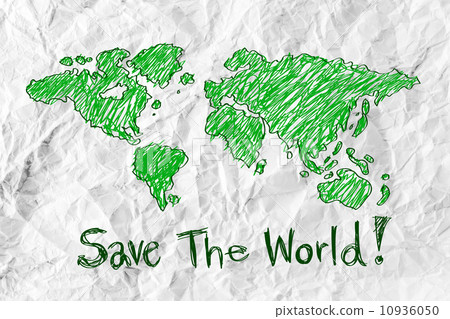 Globe earth icons themes idea design on crumpled paper 10936050
