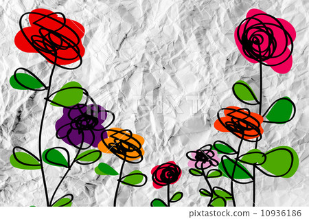 Set of trees with leaves on crumpled paper Set of trees with leaves on crumpled paper 10936186