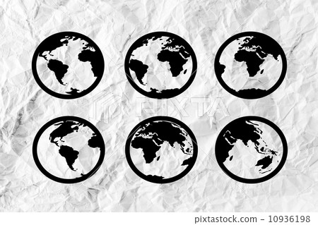 Globe earth icons themes idea design on crumpled paper 10936198