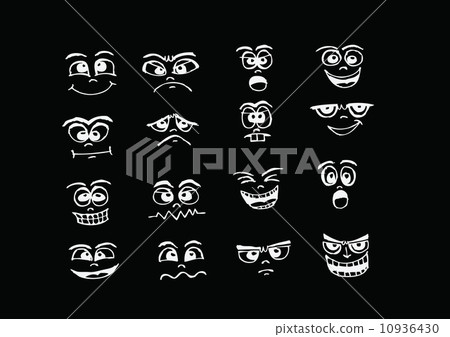 Cartoon faces Set hand drawing illustration Cartoon faces Set hand drawing illustration 10936430