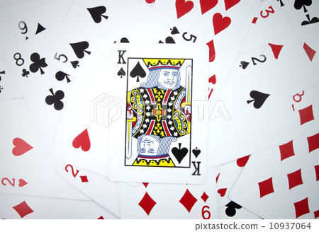 King card with playing cards background King card with playing cards background 10937064
