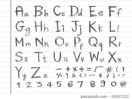 Hand drawn letters font on transparent background Hand drawn letters font on transparent background 10937222