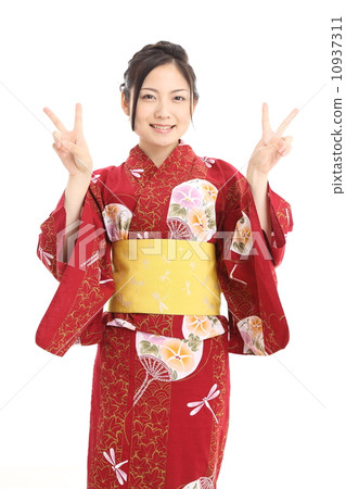 Peace sign yukata ladies 10937311