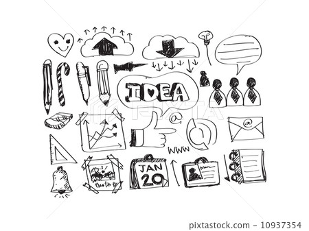 Hand doodle Business icon set idea design 10937354