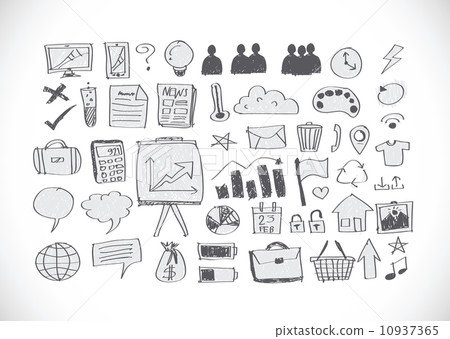 Hand doodle Business icon set idea design Hand doodle Business icon set idea design 10937365