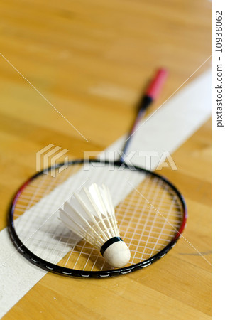 Shuttlecock on badminton racket Shuttlecock on badminton racket 10938062
