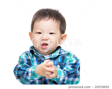 Asian baby boy shake his hand 10938692