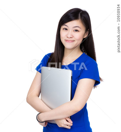 Asia woman holding computer 10938934