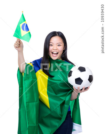 Excited asia female soccer fans 10939430