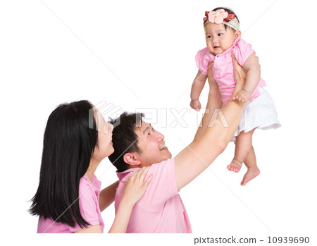 Asian happy family throw up daughter 10939690