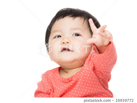 Asian baby girl hand up Asian baby girl hand up 10939772