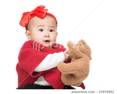 Asia baby girl with doll Asia baby girl with doll 10939862