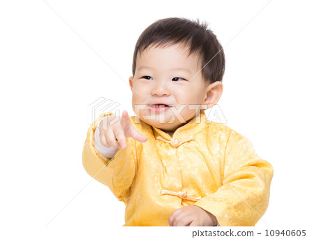 Chinese baby boy finger point front Chinese baby boy finger point front 10940605