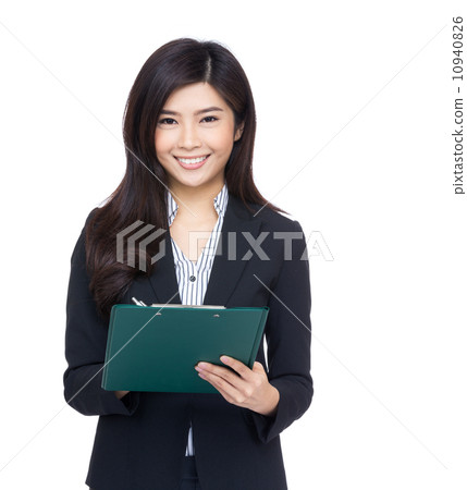 Asian businesswoman record with clipboard Asian businesswoman record with clipboard 10940826