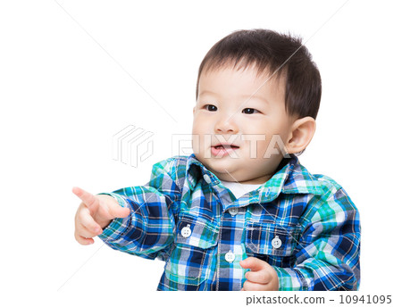 Asia little boy finger pointing front 10941095