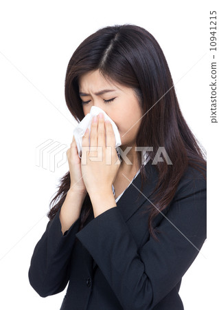 Asian woman sneeze 10941215