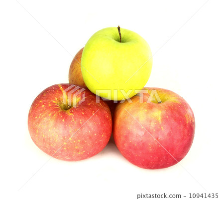 green and red apples on white background green and red apples on white background 10941435