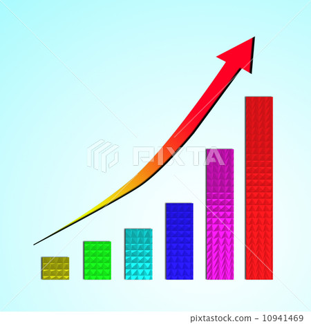 Growing bar chart and  rising arrow 10941469