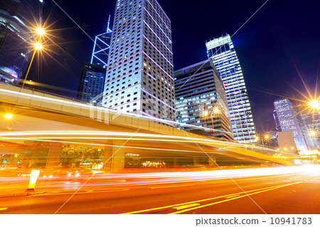 Traffic in Hong Kong at night 10941783