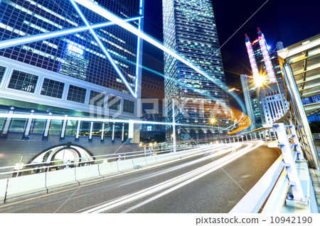 Hong Kong city traffic at night 10942190