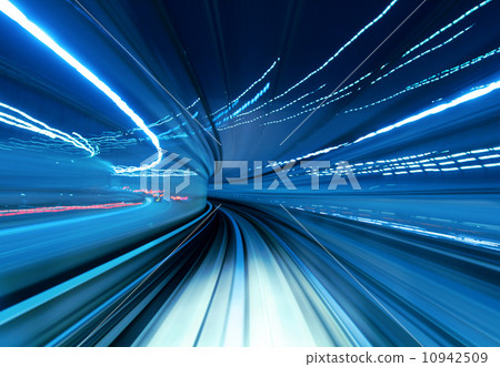 Train moving fast in tunnel 10942509