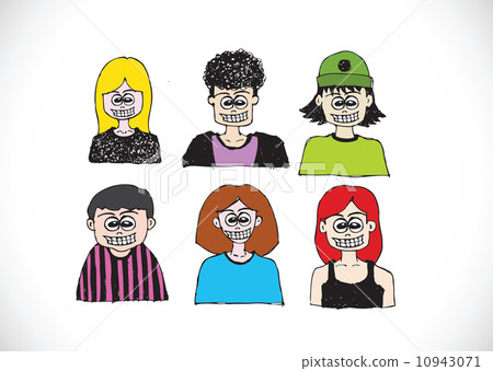 Cartoon faces Set hand drawing illustration Cartoon faces Set hand drawing illustration 10943071