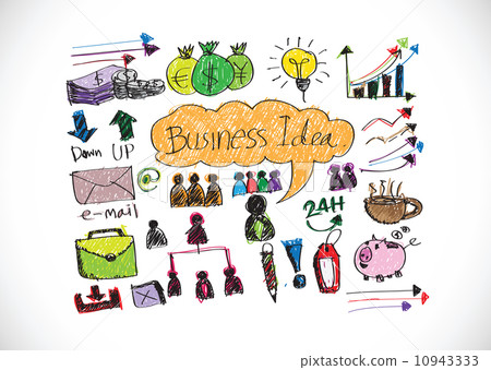 Hand doodle Business icon set idea design Hand doodle Business icon set idea design 10943333