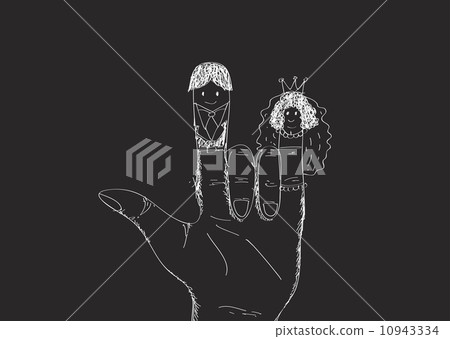 Cartoon hand drawn wedding couple wedding idea design 10943334