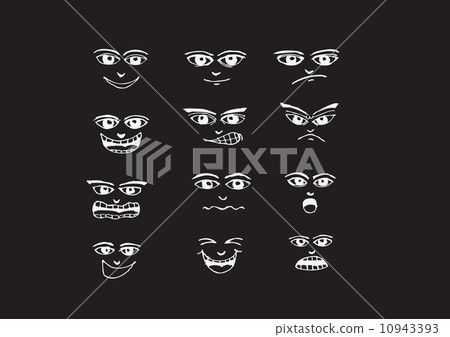 Cartoon faces Set hand drawing illustration 10943393