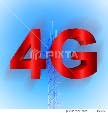 4G symbol with mobile telecommunication tower 10945307