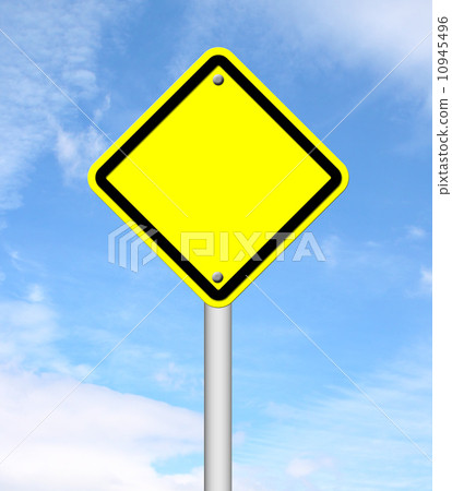 blank yellow traffic sign with blue sky 10945496