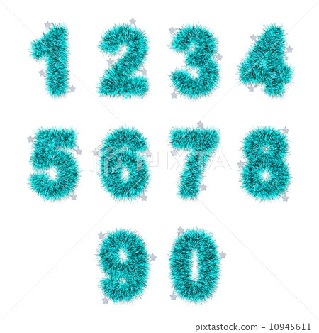light blue tinsel digits with star on white 10945611
