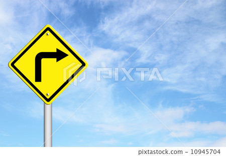 Road Sign - Right Turn Warning Road Sign - Right Turn Warning 10945704
