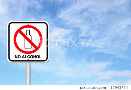 no alcohol sign with blue sky 10945754