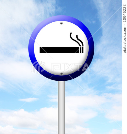 3D smoking area sign with blue sky 3D smoking area sign with blue sky 10946228