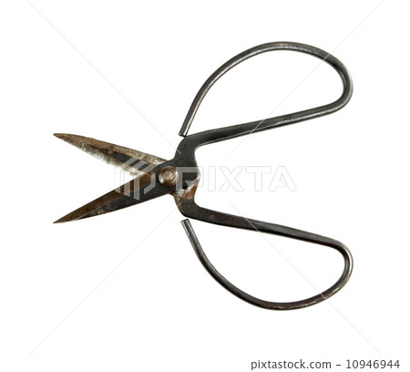 Old rusty scissors isolated on white 10946944