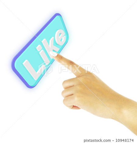 Hand pushing like button on white background 10948174