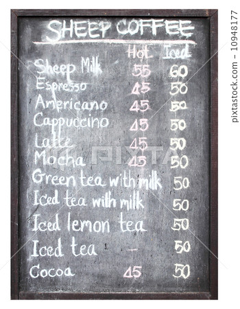 sheep coffee menu on blackboard 10948177