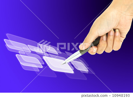a pen pointer on a touch screen interface 10948193