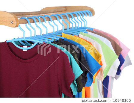 t-shirts hanging on hangers t-shirts hanging on hangers 10948300